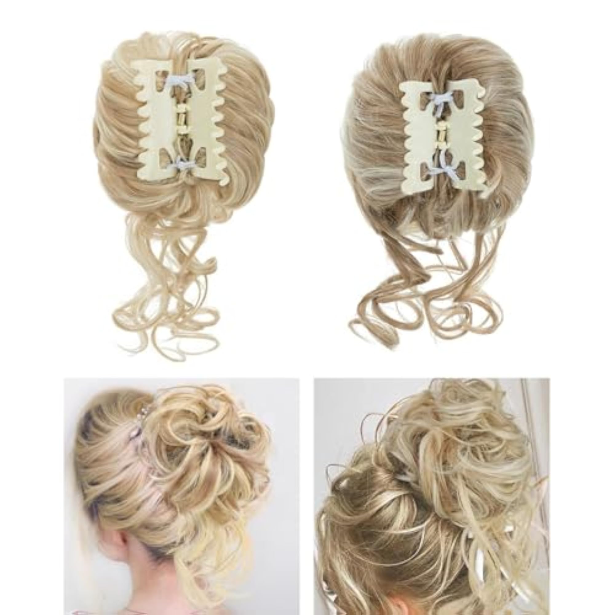 Synthetic Messy Bun Hair Piece for Girls, Brown